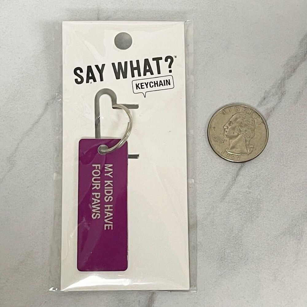 About Face "My Kids Have Four Paws" Purple Keychain Pet Parent ✨
